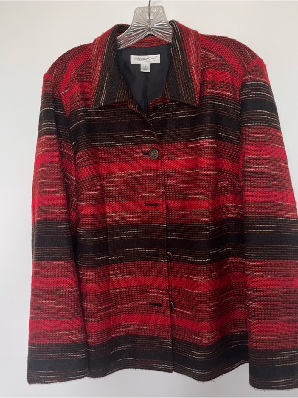 Coldwater Creek Red and Black Striped Blazer